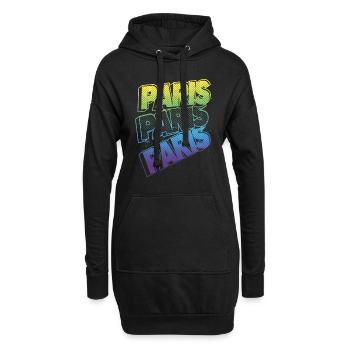 Paris France City Font Skyline Accueil - Sweat-shirt à capuche long Femme - noir - Devant