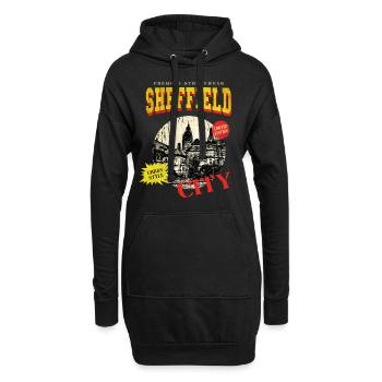 Sheffield Angleterre UK City Skyline Vintage Rétro - Sweat-shirt à capuche long Femme - noir - Devant