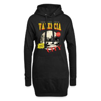 Valence Espagne Ville Skyline Vintage Rétro - Sweat-shirt à capuche long Femme - noir - Devant