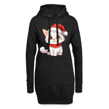 Chat Noël Noël Chat Mignon Joyeux Catmas - Sweat-shirt à capuche long Femme - noir - Devant