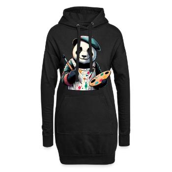 Artiste Panda Mignon - Sweat-shirt à capuche long Femme - noir - Devant