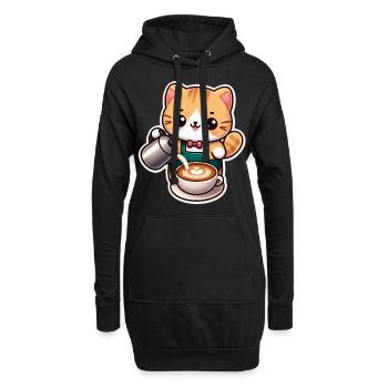 Kätzchen Barista - Hoodie-Kleid - Schwarz - Vorne