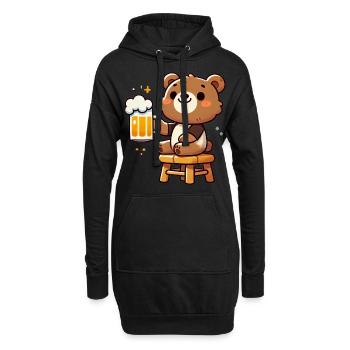 Cute Bear Drinking Beer 3 - Hoodie-Kleid - Schwarz - Vorne
