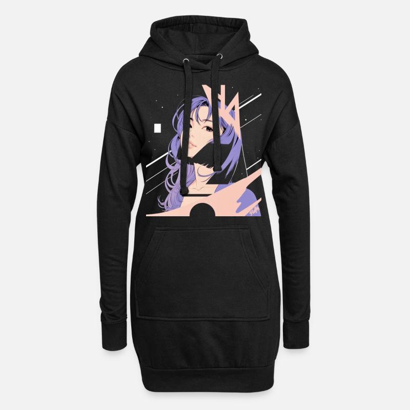 Weltraum-Nostalgie ✨ - Hoodie-Kleid - Schwarz