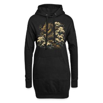Goldener Chinesischer Drache - Hoodie-Kleid - Schwarz - Vorne