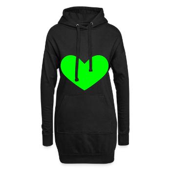 Coeur vert - Sweat-shirt à capuche long Femme - noir - Devant