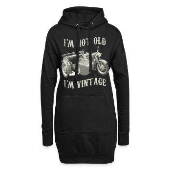Ich bin nicht alt, ich bin Vintage-Motorradgrafik - Hoodie-Kleid - Schwarz - Vorne