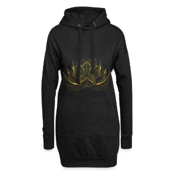 Blume des Lebens Lotos Gold Ornamente Geschenk - Hoodie-Kleid - Schwarz - Vorne