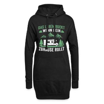 Das leben rockt wenn dein zuhause rollt wohnmobil - Hoodie-Kleid - Schwarz - Vorne