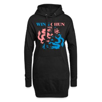 WING CHUN Dragon Kampfkunst Shirt - Hoodie-Kleid - Schwarz - Vorne