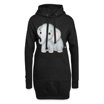 Elefanten Familie Mama Baby T-Shirt - Hoodie-Kleid - Schwarz - Vorne