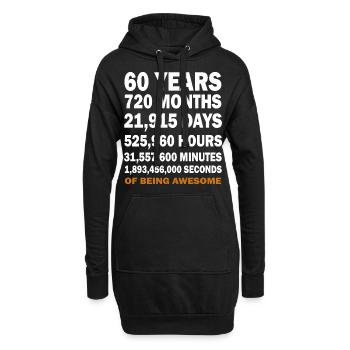 60 ans - Sweat-shirt à capuche long Femme - noir - Devant
