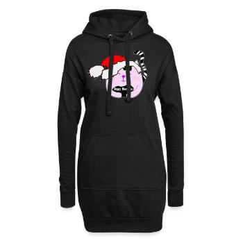 Weihnachtskatze - Hoodie-Kleid - Schwarz - Vorne