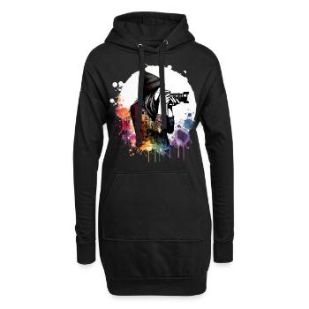 fille qui aime la photographie - Sweat-shirt à capuche long Femme - noir - Devant
