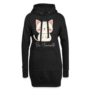Chat Être Soi-même Amour Motivation - Sweat-shirt à capuche long Femme - noir - Devant