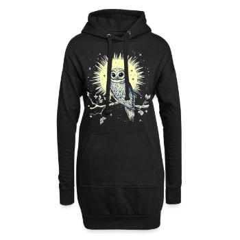 hibou aigle hibou hibou oiseau de nuit oiseau animal nuit lune nature - Sweat-shirt à capuche long Femme - noir - Devant