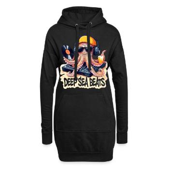 Rythmes des profondeurs marines – DJ Pieuvre 🐙 - Sweat-shirt à capuche long Femme - noir - Devant