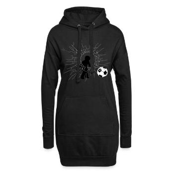 garçon de football - Sweat-shirt à capuche long Femme - noir - Devant