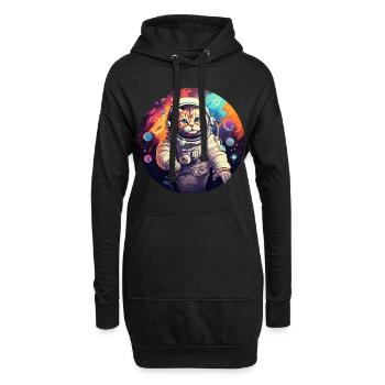 Katze Astronaut - Hoodie-Kleid - Schwarz - Vorne