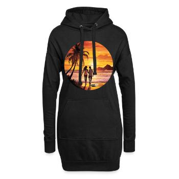 Beach Romantic Couple - Hoodie Dress - black - Front