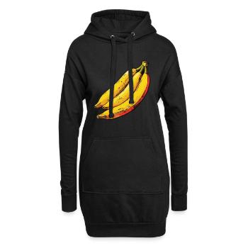 Bananenglück - Hoodie-Kleid - Schwarz - Vorne