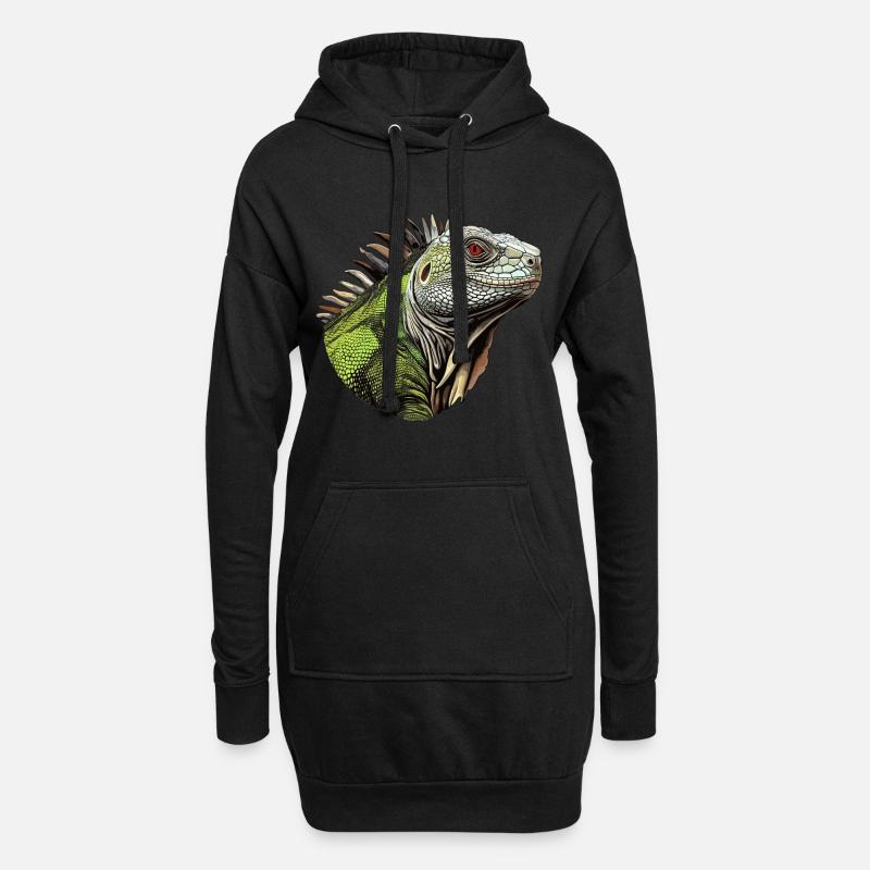 Leguan - Üppiger Mirage - Hoodie-Kleid - Schwarz