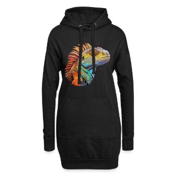 Iguanische Lebendige Farben - Chromatische - Hoodie-Kleid - Schwarz - Vorne
