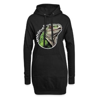 Iguane - Nature sauvage enchantée - Sweat-shirt à capuche long Femme - noir - Devant