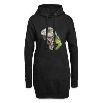 Iguan - Rêverie verte - Sweat-shirt à capuche long Femme - noir - Devant