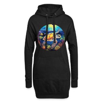 Mystische Marine Melodie - Hoodie-Kleid - Schwarz - Vorne