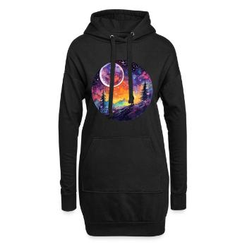 Exploration des surfaces aquarelles - céleste - Sweat-shirt à capuche long Femme - noir - Devant