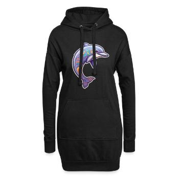 Kawaii Dolphin - Farbenfrohe Unterwasserreise - Hoodie-Kleid - Schwarz - Vorne