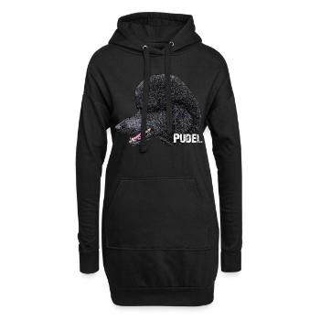 Caniche, chien, chien, tête de chien, race de chien, amants de chien - Sweat-shirt à capuche long Femme - noir - Devant