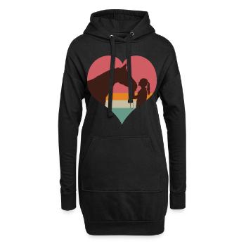 j'aime cheval équitation chevaux femme cavalière - Sweat-shirt à capuche long Femme - noir - Devant