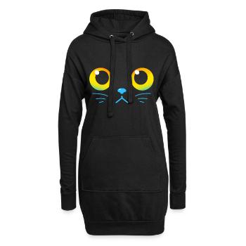 Curieux yeux de chat noir - Sweat-shirt à capuche long Femme - noir - Devant
