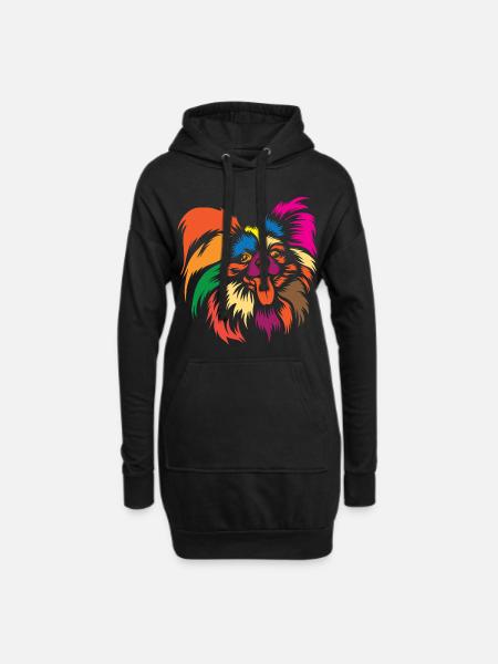 Netter Papillon Hund Regenbogen Grafik Tierliebhaber - Hoodie-Kleid - Schwarz