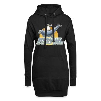 shirt de pingouin motif lion nordic sea surf nouveau - Sweat-shirt à capuche long Femme - noir - Devant