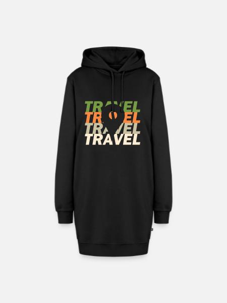 Reisen - Hoodie-Kleid - Schwarz