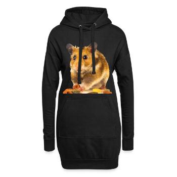 I am hamster - Sweat-shirt à capuche long Femme - noir - Devant
