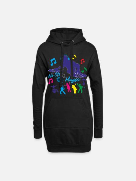 Deejay - Kein Stopp Musik - Hoodie-Kleid - Schwarz