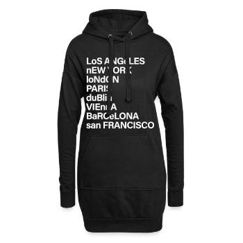 CITY NAMES BOLD white - Hoodie-Kleid - Schwarz - Vorne