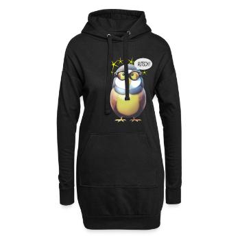 Lustiger Vogel mit Brille - Hoodie-Kleid - Schwarz - Vorne