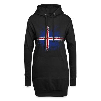 Drapeau de l’Islande grunge, fierté islandaise - Sweat-shirt à capuche long Femme - noir - Devant