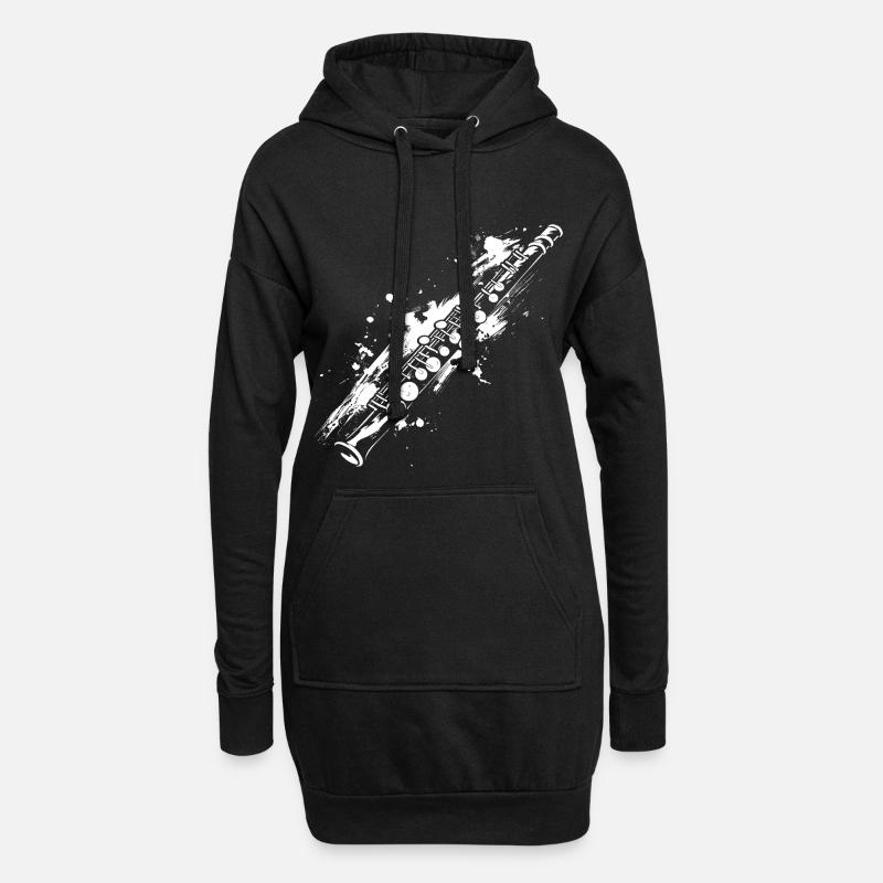 Flöte - Hoodie-Kleid - Schwarz