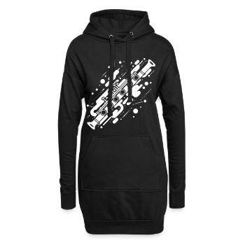 Flûte Street Art - Sweat-shirt à capuche long Femme - noir - Devant