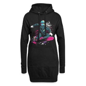 Graphique du snowboarder - Sweat-shirt à capuche long Femme - noir - Devant