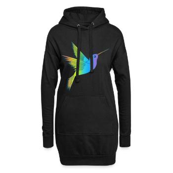 Regenbogenvogel - Hoodie-Kleid - Schwarz - Vorne