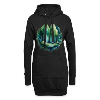Wald Langbaum Naturmalerei-Druck - Hoodie-Kleid - Schwarz - Vorne