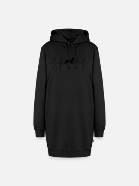 Dackel Herzschlag - Hoodie-Kleid - Schwarz
