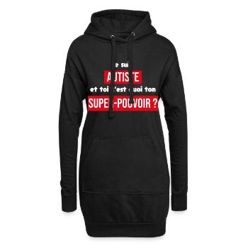 je suis autiste - Sweat-shirt à capuche long Femme - noir - Devant